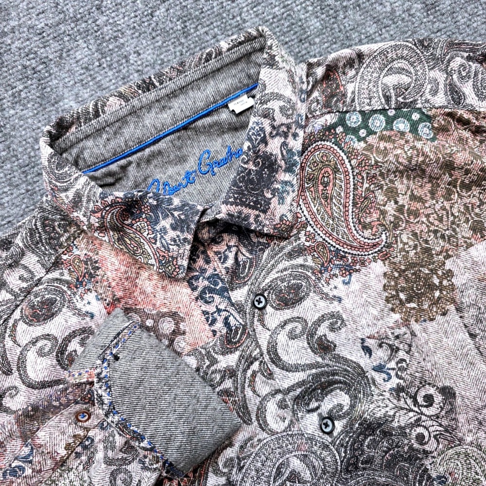 Robert Graham Men XL Classic Fit Paisley Patchwork Long Sleeve Button Down Shirt